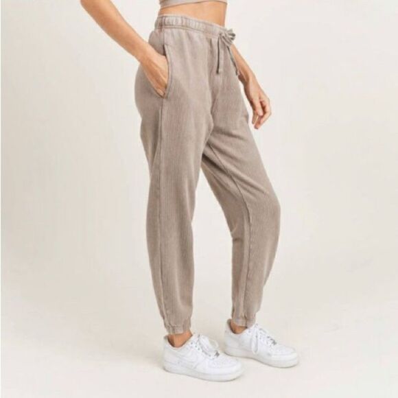 Mono b tan its got to be it athletisure joggers pants ruffle gathered - Picture 1 of 12